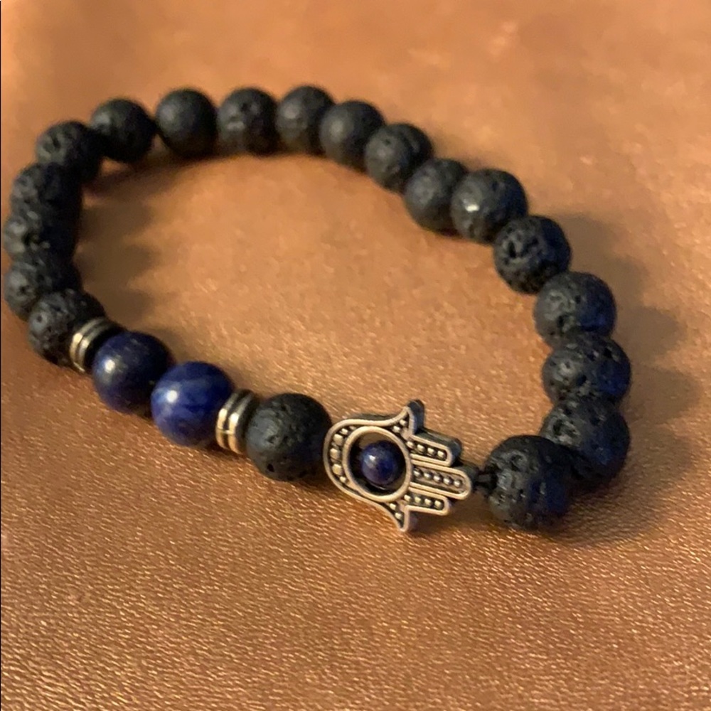 Lava Stone Hamsa Evil Eye Bracelet